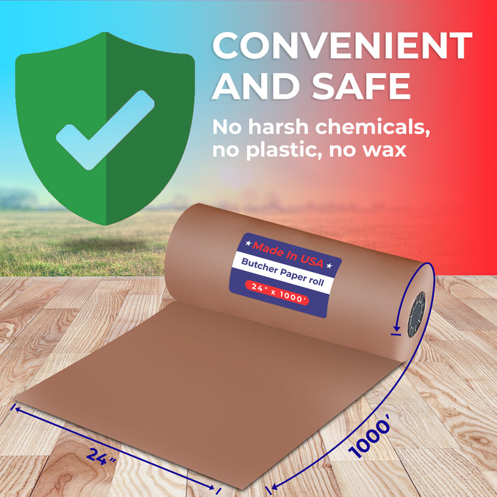 24" x 1,000' - 40# Butcher Paper Roll - Red - POSPaper.com