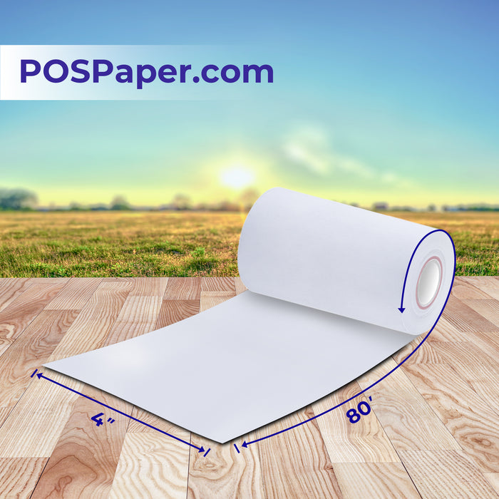 4" x 80' Premium Heavy Thermal Paper SMALL CORE 7/16" (36 rolls/case) - POSPaper.com