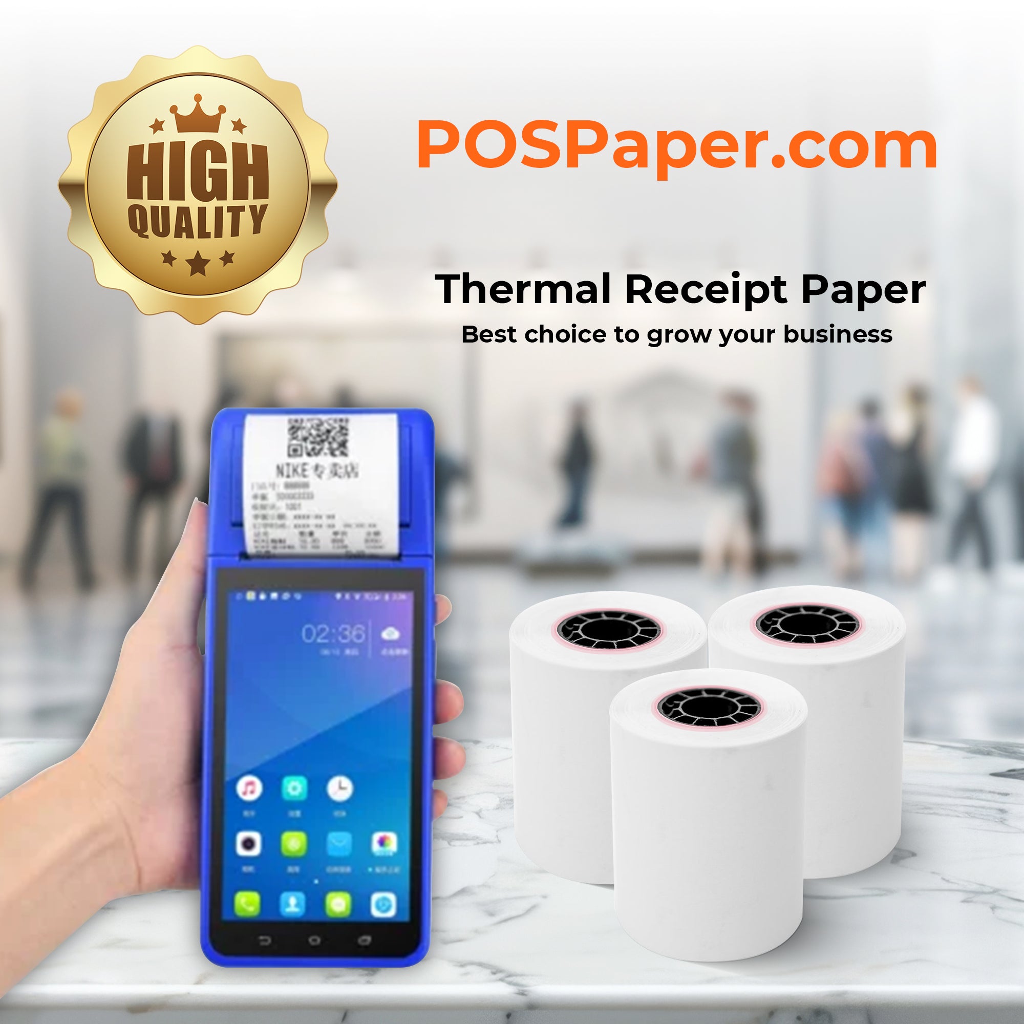 Azure Zone Thermal Paper Rolls – 2 1/4" X 85', 100 Rolls – For POS Machines & Cash Registers