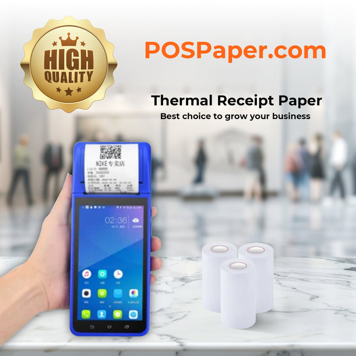 2 1/4" x 50' Custom Printed Thermal Paper; 50 rolls/case (10 case minimum) - 1 Color - POSPaper.com