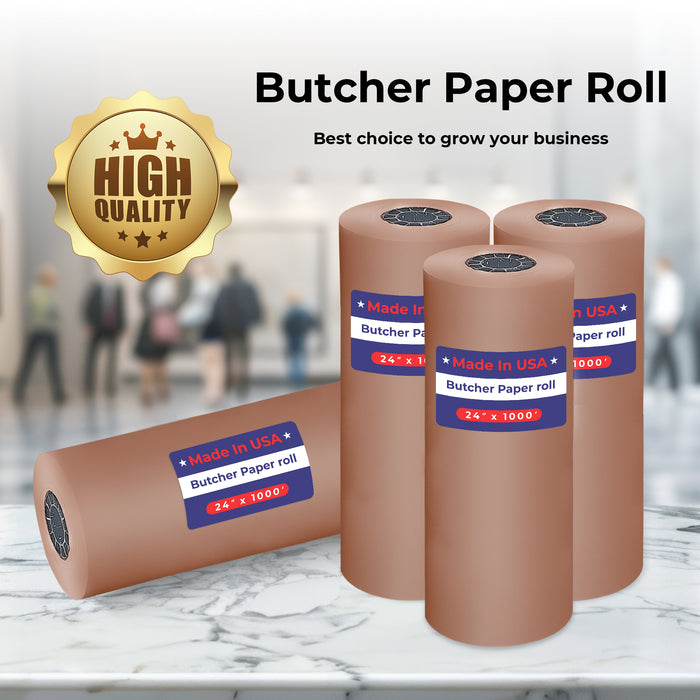 24" x 1,000' - 40# Butcher Paper Roll - Red - POSPaper.com
