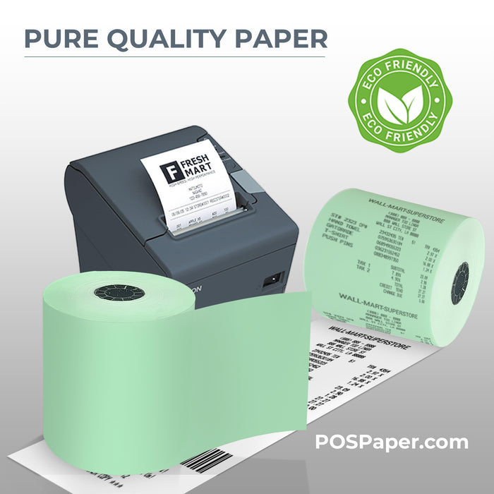 3 1/8" x 230' Green Thermal Paper (50 rolls/case) - BPA Free - POSPaper.com
