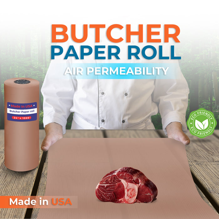 24" x 1,000' - 40# Butcher Paper Roll - Red - POSPaper.com