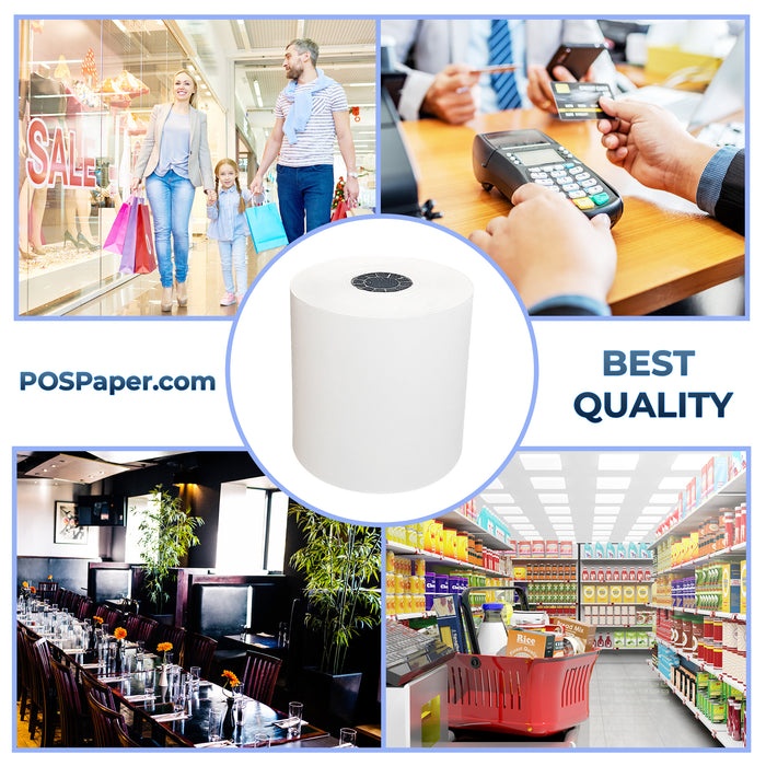 3 1/8" x 230' Custom Printed Thermal Paper; 50 rolls/case (5 case minimum) - 4 Color - POSPaper.com