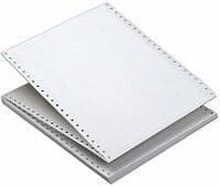 14 7/8" x 11" - 15# 4-Part Premium Carbonless Computer Paper (900 sheets/carton) No Vert. Perf - 1/2" Green Bar - POSpaper.com