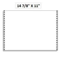 14 7/8" x 11" - 18# 1-Ply Continuous Computer Paper (3,000 sheets/carton) No Vert. Perf - Blank White - POSpaper.com