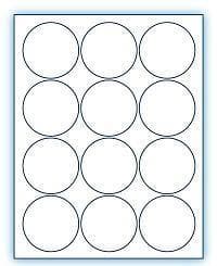 2.5" Circle  Laser/Inkjet Labels; 12 up; (250 sheets/box) - Standard White Matte - POSpaper.com