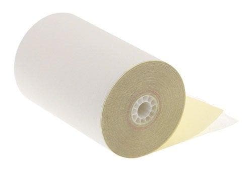 4 1/2" x 90' 2-Ply Carbonless Paper (24 rolls/case) - White / Canary - POSpaper.com