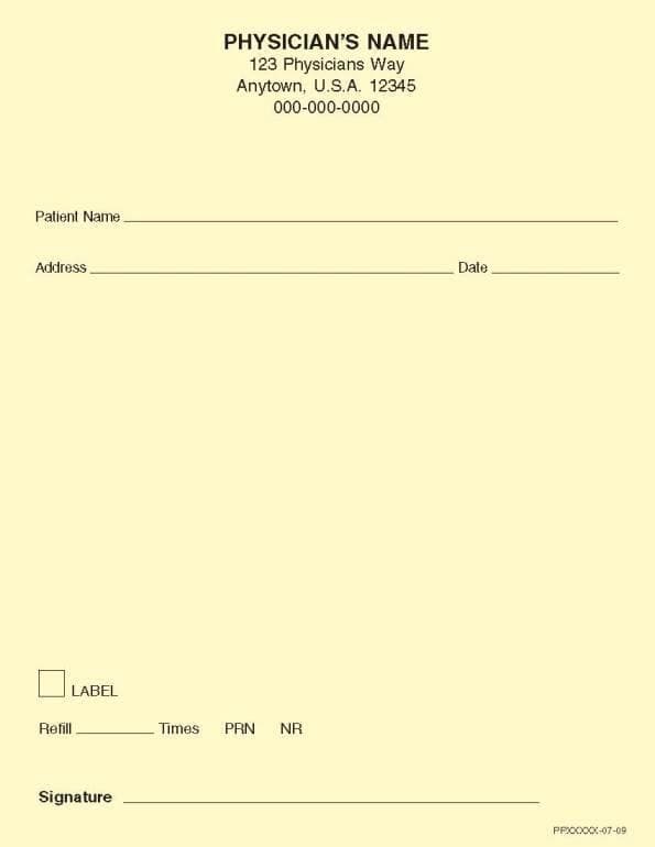 Yellow Rx Sample Yellow Rx Paper - Prescription Pad, Vert 24# (8 Ct)