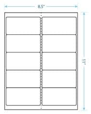 4" x 2"  Laser/Inkjet Labels; 10 up; (100 sheets/box) - Standard White Matte; Perforated - POSpaper.com