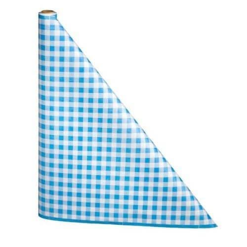 40" x 300'  Paper Table Cover (1 roll) - Blue / White Gingham - POSpaper.com