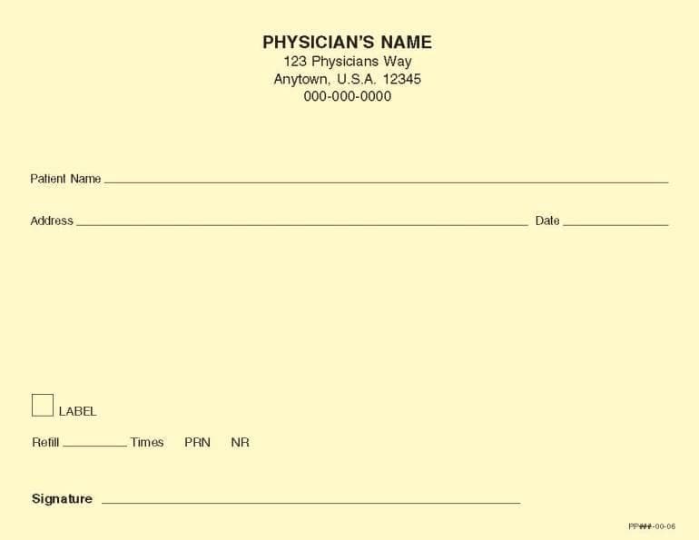 Yellow Rx Sample Yellow Rx Paper - Prescription Pad, Horiz 24# (8 Ct)