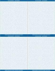 8 1/2" x 11" - 4 up Custom Printed Laser Rx Paper (500 sheets/pack) Horizontal & Vertical Perf - Blue - POSpaper.com