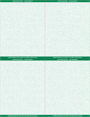 8 1/2" x 11" - 4 up Laser Rx Paper (500 sheets/pack) Horizontal & Vertical Perf - Green - POSpaper.com