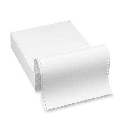 9 1/2" x 11" - 15# 2-Part Continuous Computer Paper (1,500 sheets/carton) Regular Perf, Carbon Interleaf - Blank White - POSpaper.com