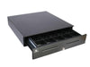 APG Series 4000 Cash Drawer (Painted Front with Dual Media Slots, 320 MultiPRO Interface, 18" x 16" and Coin Roll Storage Till) - Color: Black - POSpaper.com