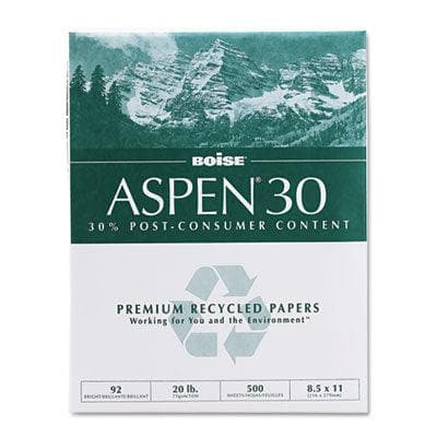 Boise Cascade 8-1/2" x 11" ASPEN 30% Recycled Office Paper, 92 Bright, 20lb (5,000 sheets/carton) - White - POSpaper.com