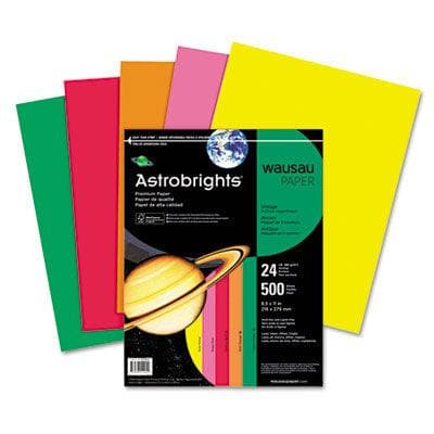 Wausau Astrobrights Colored Paper, 24lb, 8-1/2 x 11, Assortment, 500 Sheets/Ream - POSpaper.com