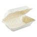 Bagasse Molded Fiber Food Containers, Hinged-Lid, 1-Compartment 9 x 6, White, 125/Sleeve, 2 Sleeves/Carton - POSpaper.com