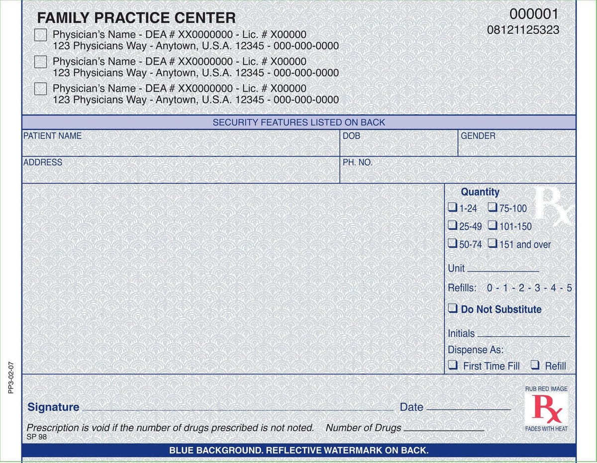 California Rx Pads - 1-Part, Single Drug Format (8 Pads)