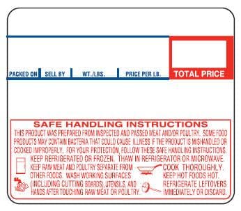 CAS LP-1000N (58mm x 50mm) Non-UPC with Safe Handling Scale Label (7,200 labels/case) - CAS 8030 - POSpaper.com