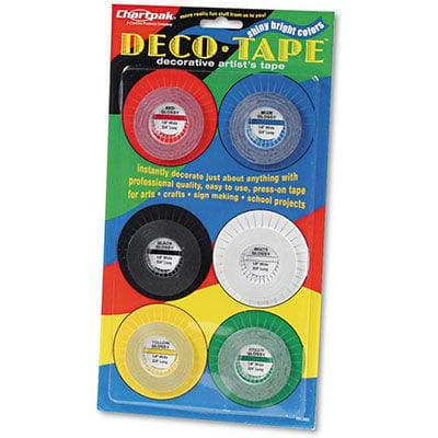 Deco Bright Decorative Tape, 1/8" x 324", Red/Black/Blue/Green/Yellow, 6/Box - POSpaper.com