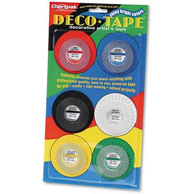 Deco Bright Decorative Tape, 1/8" x 324", Red/Black/Blue/Green/Yellow, 6/Box - POSpaper.com
