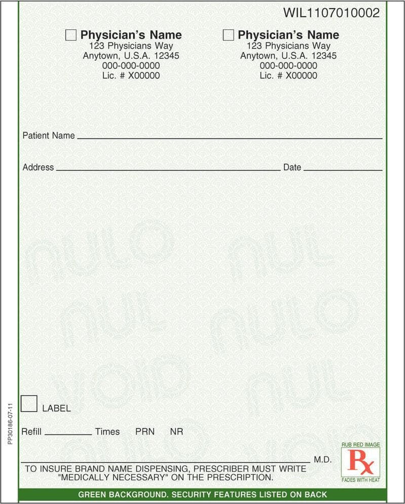 Florida Rx Pad Florida Rx Pad, Green - 1 Part, Vert (4 1/4