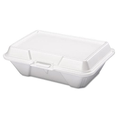 Pactiv Foam Hinged Lid Containers, Single Tab Lock #205 Utility, 9.19 x 6.5 x 2.75, White, 150/Carton
