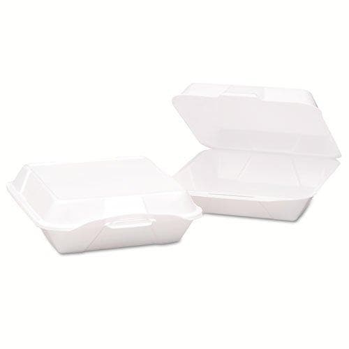 Hinged-Lid Foam Carryout Containers, 9.19x6 1/2x3, White, Vented, 100/Bag, 2/Carton - POSpaper.com