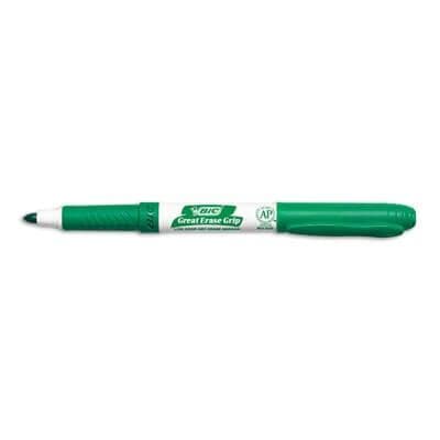 Bic Great Erase Grip Dry Erase Markers, Fine Point, Green, Dozen - POSpaper.com
