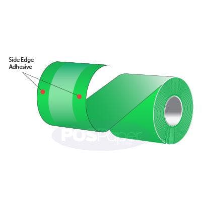 3.125" x 160' MAXStick 15# Direct Thermal "Sticky Paper" (24 rolls/case) - Side-Edge Adhesive - Green - POSpaper.com