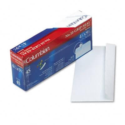 Grip-Seal Security Tint Business Envelopes, Side Seam, #10, White Wove, 45/Box - POSpaper.com