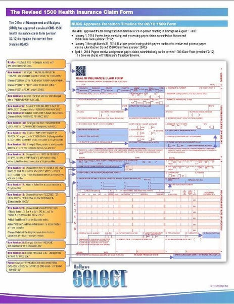 CMS 1500 HCFA Health Insurance Claim Forms (Version 02/12) – 500 Forms, Medical Billing