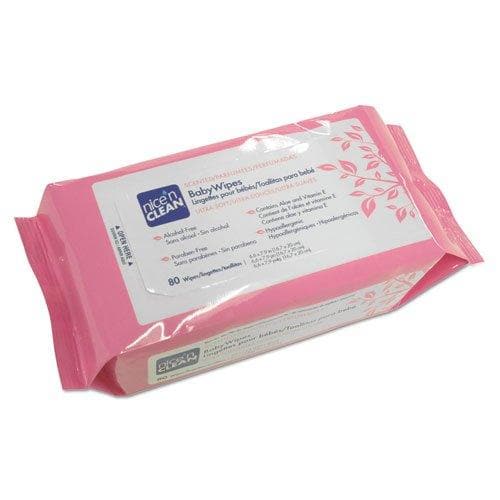 Nice 'n Clean Baby Wipes, Fresh Scent, 7.9" x 6.6", White, 80/Pack, 12 Packs/Carton - Due to high demand, item may be unavailable or delayed - POSpaper.com