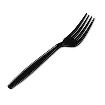 Dixie Plastic Cutlery, Heavyweight Forks, Black, 1000/Carton - POSpaper.com