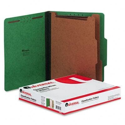 Pressboard Classification Folders, Letter, Six-Section, Emerald Green, 10/Box - POSpaper.com
