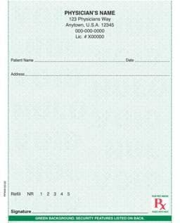 Pres2 Rx Paper Green Rx Prescription Pad - Vertical 2-Part (9 Pads)