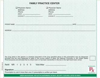 Standard - Secure 5 1/2" x 4 1/4" Horizontal 1-part Rx Pads (100 sheets/pad: 8 pads minimum) - Green - POSpaper.com