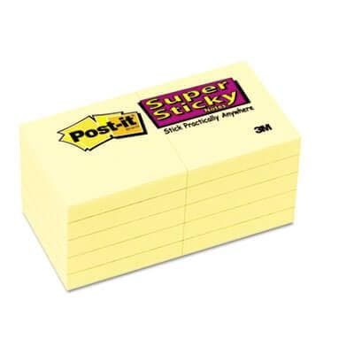 3M Super Sticky Notes, 2 x 2, Canary Yellow, 10 90-Sheet Pads/Pack - POSpaper.com