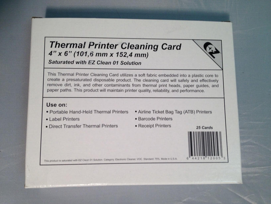 Thermal Printer Cleaning Cards 4" x 6" (25 per Box) - POSpaper.com