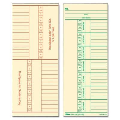Tops Time Card for Cincinnati, Named Days, Two-Sided, 3-3/8 x 8-1/4, 500/Box - POSpaper.com